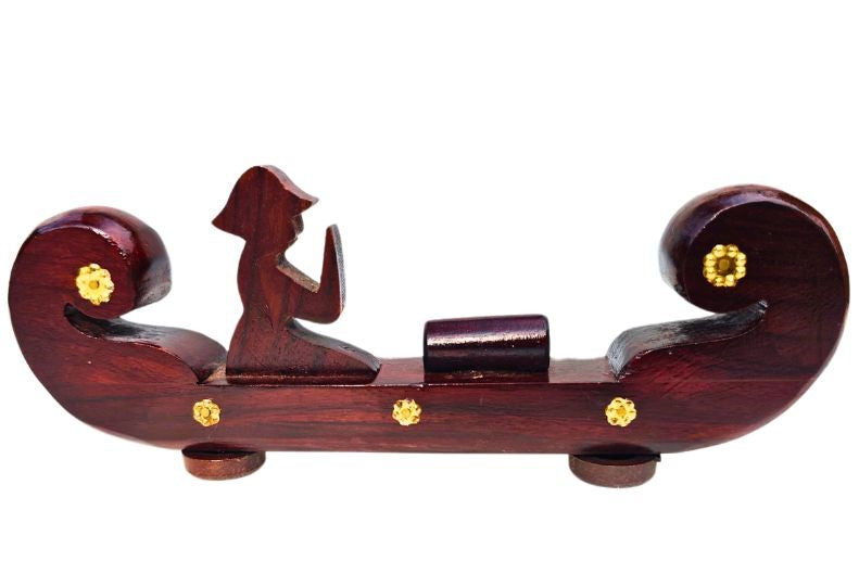 Miniature Kerala Wooden Cargo Ship (Odi Vallom) Handcrafted from Rosewood, Ideal for Home Decoration and Gifting