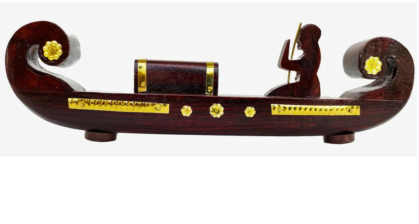 Miniature Kerala Wooden Cargo Ship (Odi Vallom)  Handcrafted from Rosewood, Ideal for Home Decoration and Gifting