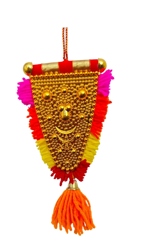Car Hanging Nettipattam – 7” Kolam Design with Embossed Lord Ganesha