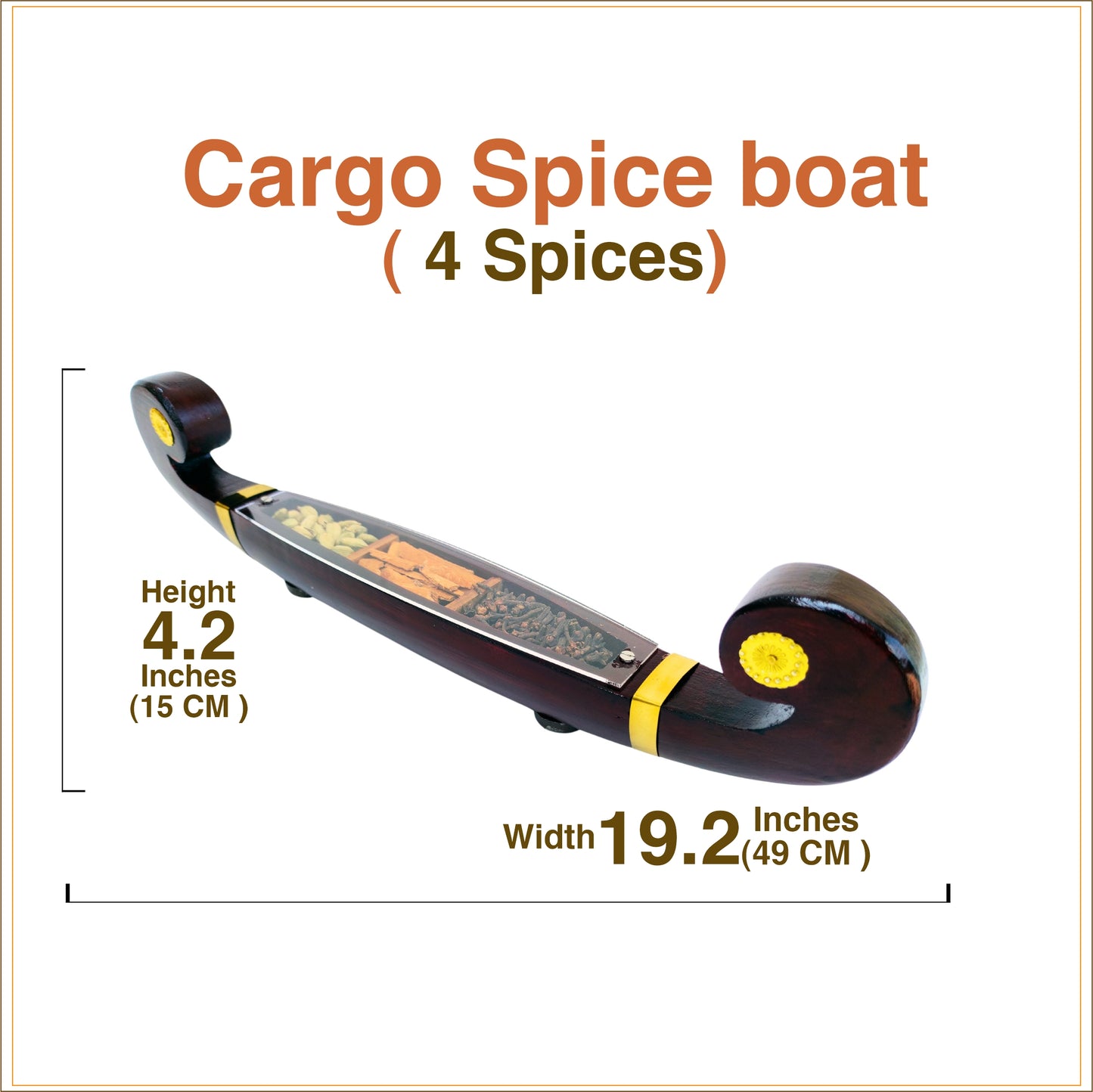 Miniature Odi Vallom Spice Boat – Traditional Kerala Craft for Décor and Gifting with 4 spices