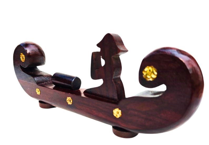 Miniature Kerala Wooden Cargo Ship (Odi Vallom) Handcrafted from Rosewood, Ideal for Home Decoration and Gifting