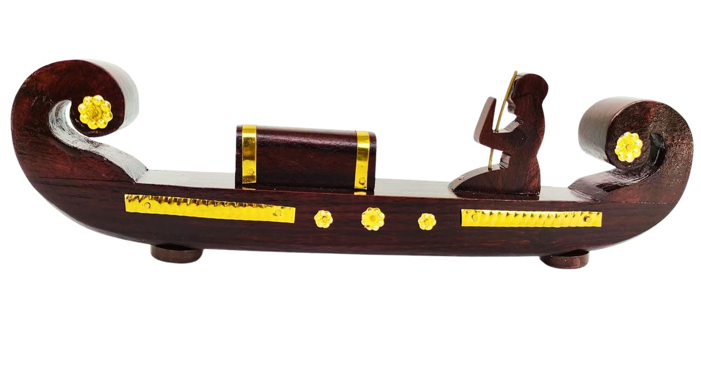 Miniature Kerala Wooden Cargo Ship (Odi Vallom)  Handcrafted from Rosewood, Ideal for Home Decoration and Gifting