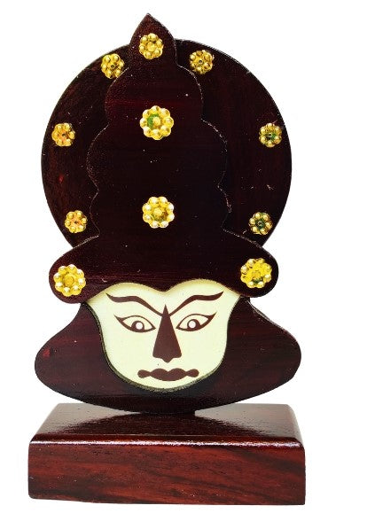 Wooden Kathakali Head with Stand - 6 Inches | Perfect for Home Décor and Gifting