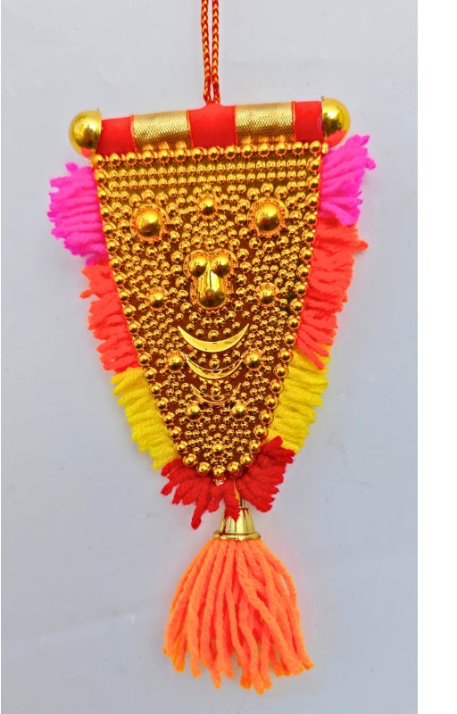 Car Hanging Nettipattam – 7” Kolam Design with Embossed Lord Ganesha