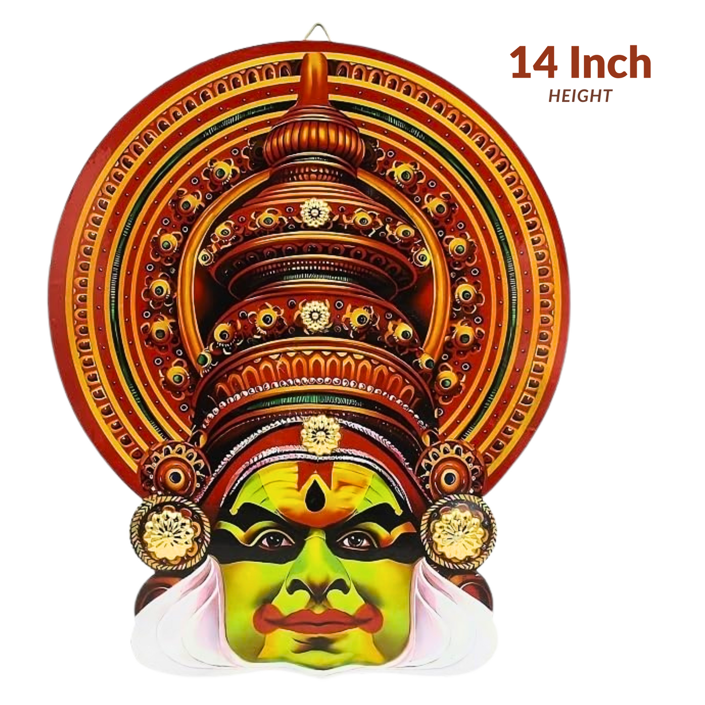14-Inch Kathakali Wall Hanging – Traditional Kerala Dance Art on MDF | Indian Cultural Decor