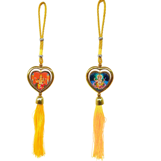 5-Inch Double-Sided Ganesha Car Hanging – Oval Nettipattam Style