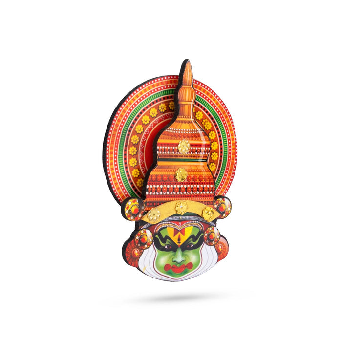 6-Inch Kathakali Head Wall Hanging – Multi-Color | Kerala Wall Art | Handcrafted MDF Decor