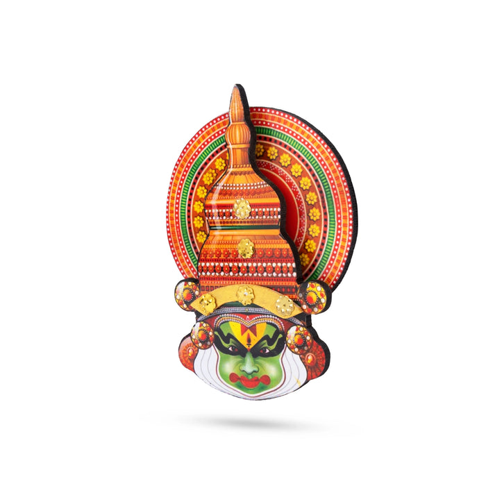 6-Inch Kathakali Head Wall Hanging – Multi-Color | Kerala Wall Art | Handcrafted MDF Decor