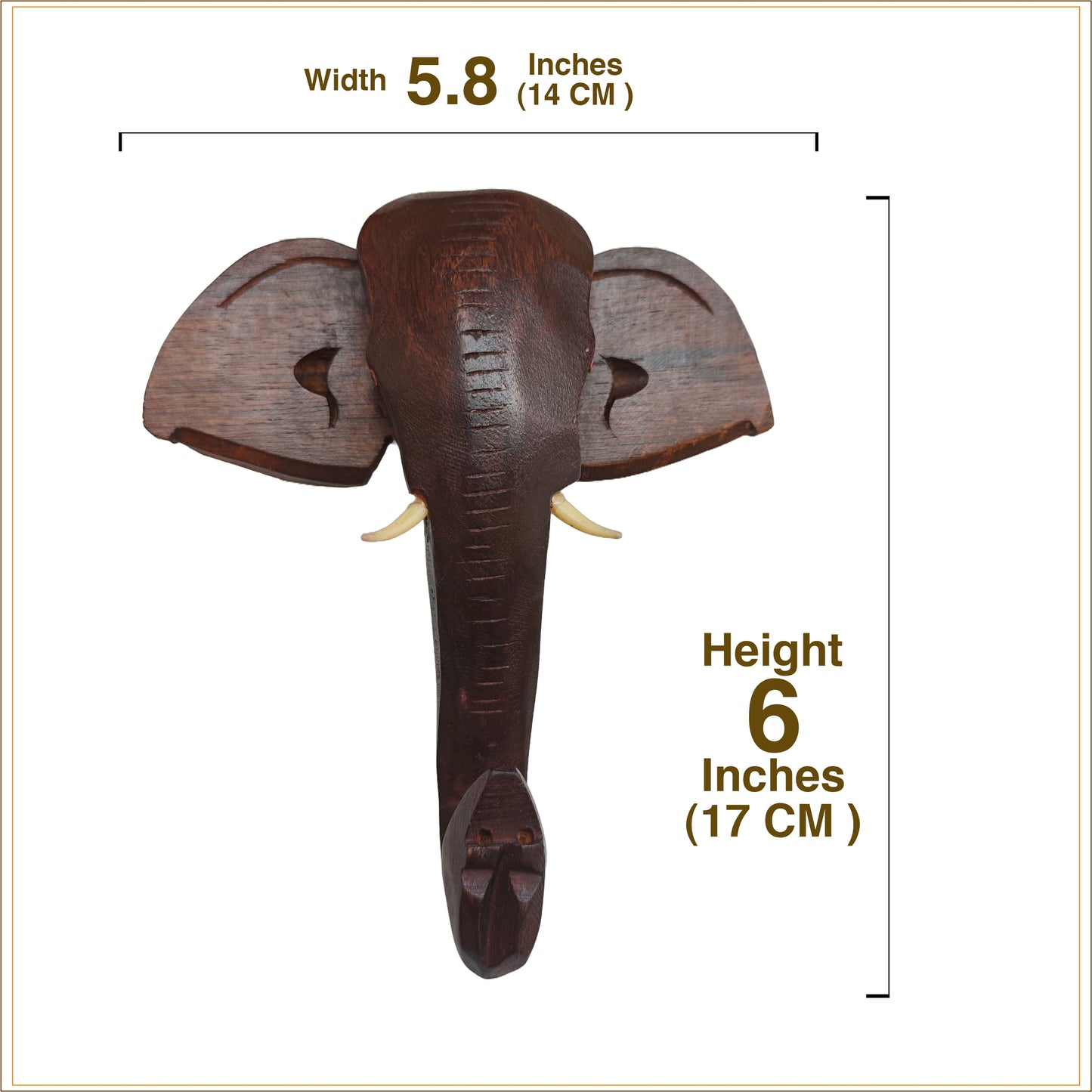 Handcrafted Wooden Elephant Head Wall Hanging – 6 Inch | Traditional Kerala Décor