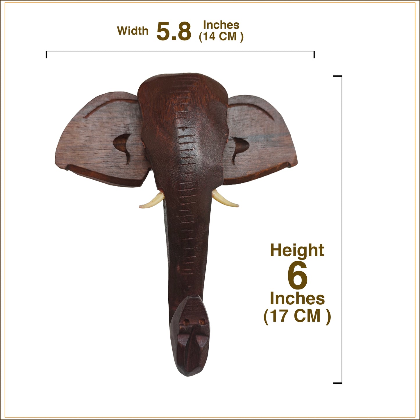 Rosewood Kerala Elephant Head Wall Hanging: Ideal for Gifting and Home Decor (6-inch)