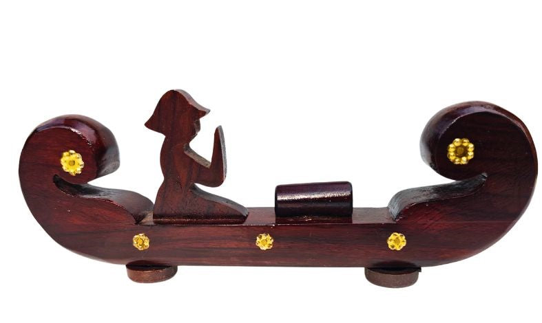 Miniature Kerala Wooden Cargo Ship (Odi Vallom) Handcrafted from Rosewood, Ideal for Home Decoration and Gifting