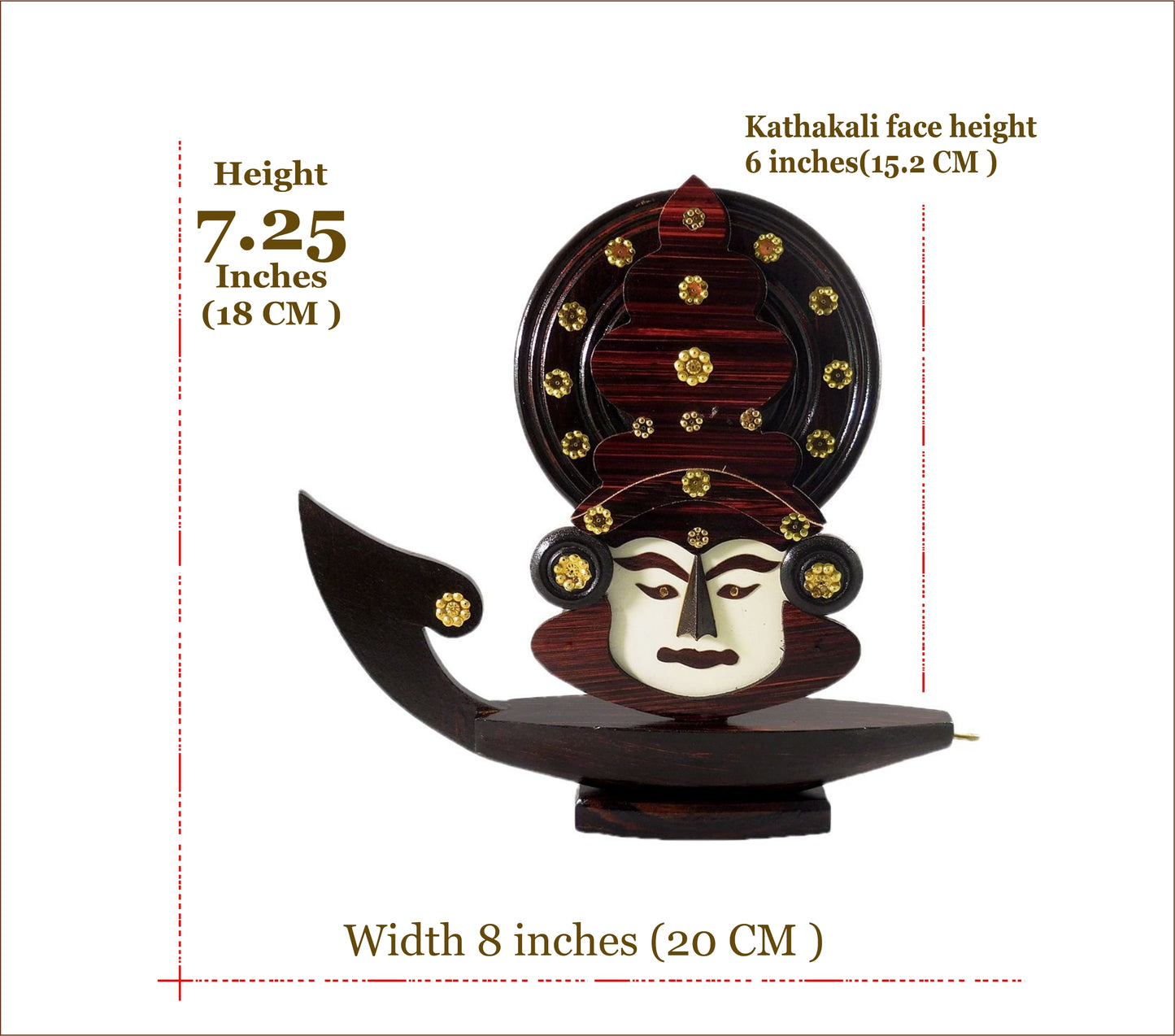 Wooden Kerala Chundan Vallam Miniature with Kathakali Face – 8.1 Inches