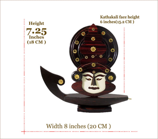 Wooden Kerala Chundan Vallam Miniature with Kathakali Face – 8.1 Inches