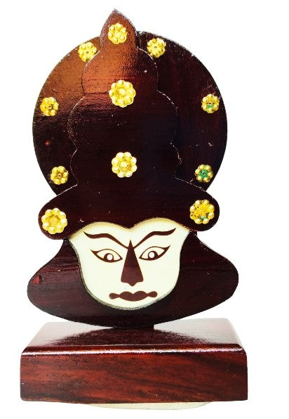 Wooden Kathakali Head with Stand - 6 Inches | Perfect for Home Decor and Gifting