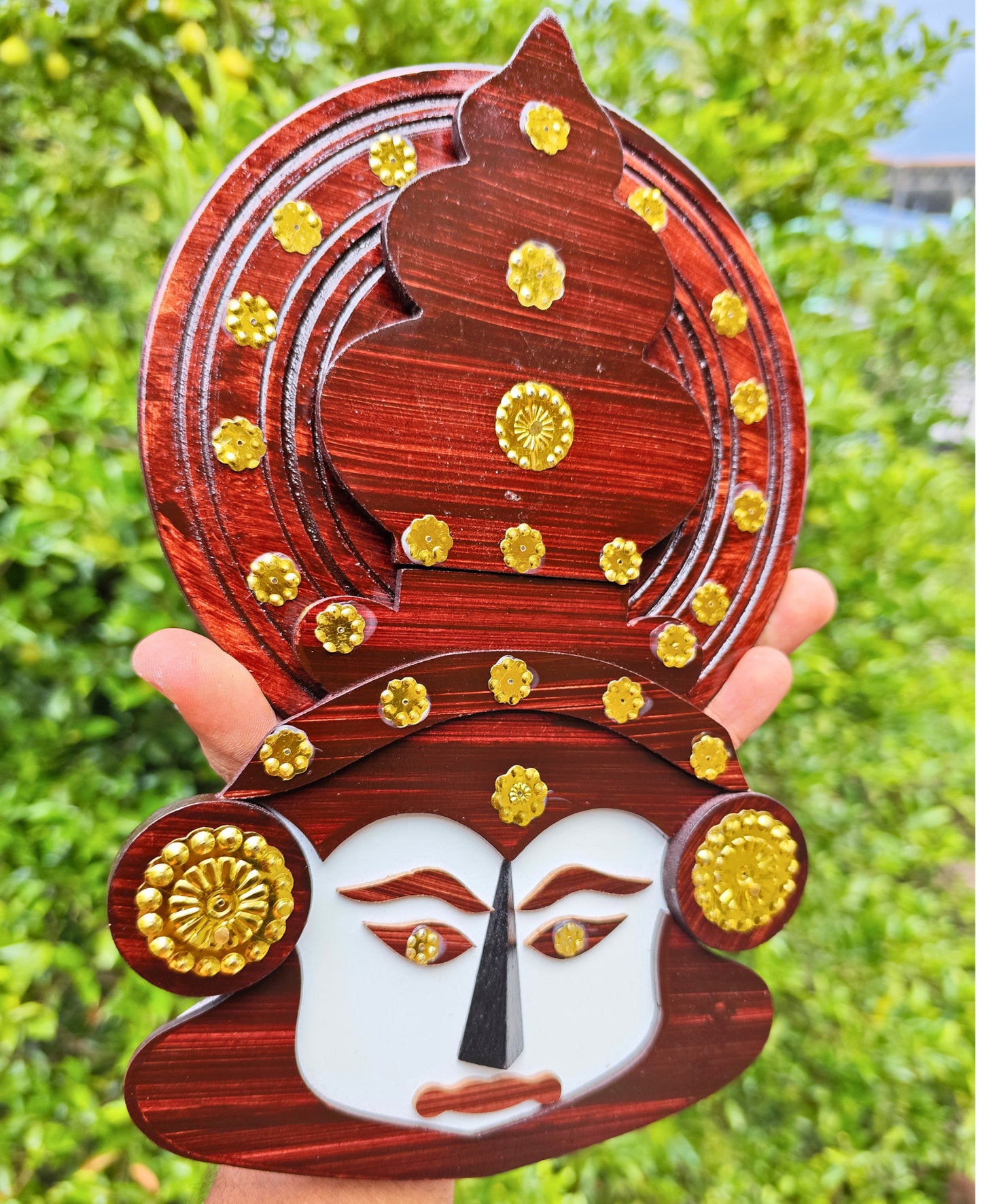 Wooden Kathakali Head – 10 x 6.5 Inches | Wall Hanging for Home Decor & Gifting