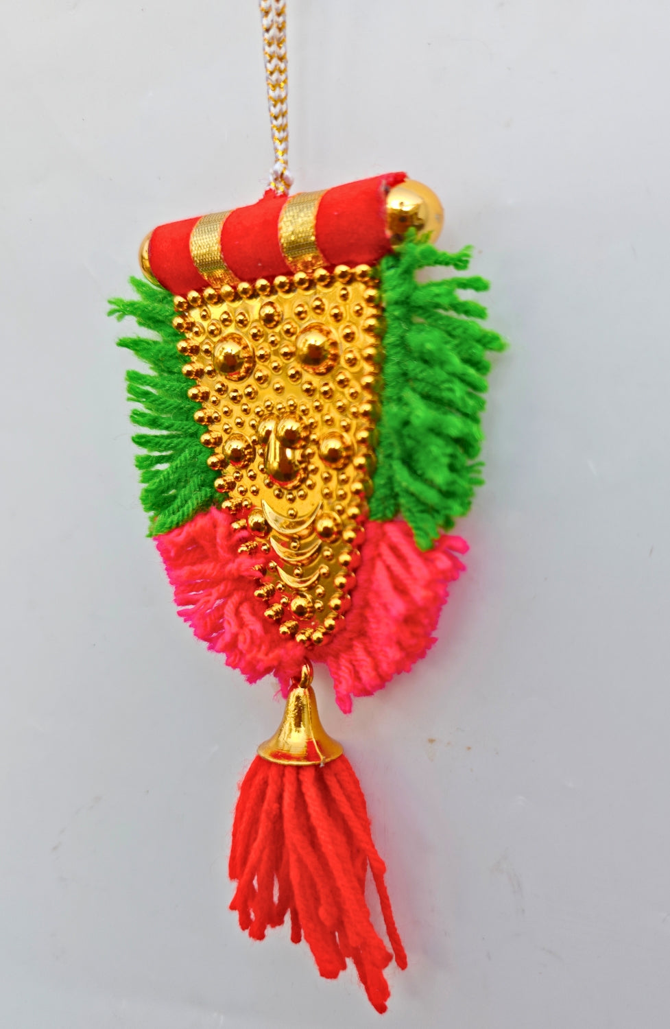 Car Hanging Nettipattam – 5” Kolam Design with Embossed Lord Ganesha