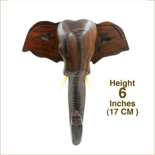 Handcrafted Rosewood Kerala Elephant Head Wall Hanging – 6 Inches (Deluxe Finish)