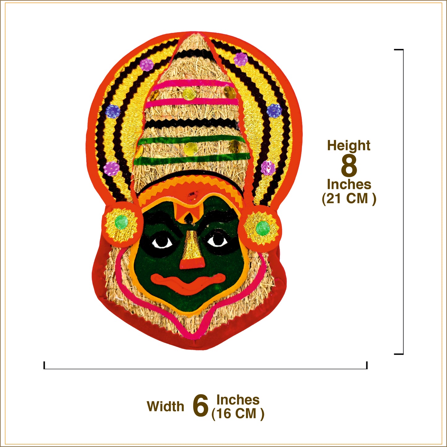 Ramacham (Vetiver) Kathakali Wall Hanging – Eco-Friendly Handcrafted Home Décor-8 inches