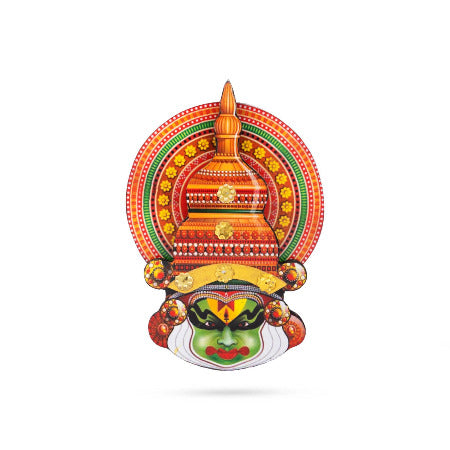 6-Inch Kathakali Head Wall Hanging – Multi-Color | Kerala Wall Art | Handcrafted MDF Decor