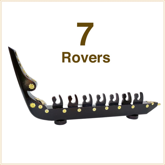 Traditional Kerala Snake Boat Miniature – 7 Rowers | Chundan Vallam Handcrafted in Mahogany with Brass Detailing
