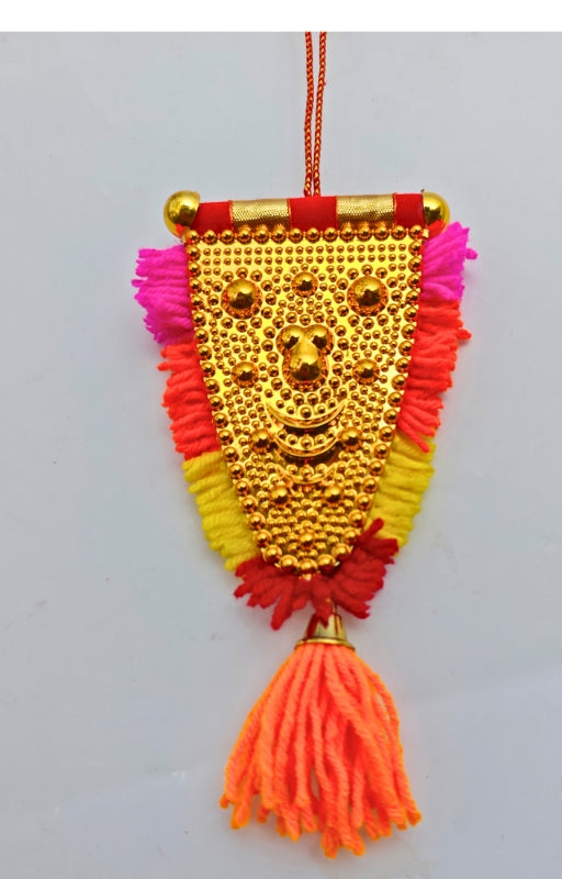 Car Hanging Nettipattam – 7” Kolam Design with Embossed Lord Ganesha