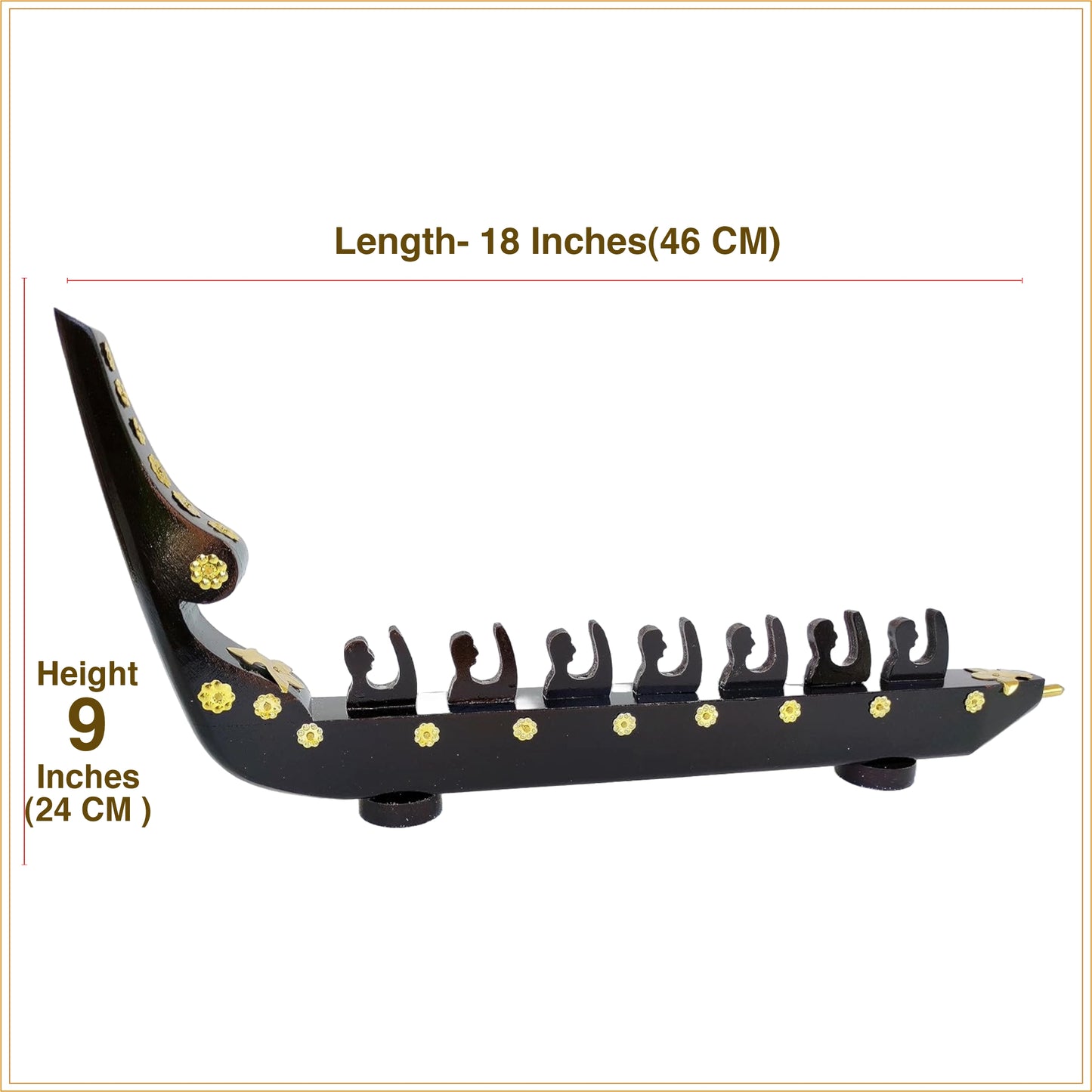 Traditional Snake Boat Miniature (7 Rovers Chundan Vallom, Mahogany Wood) from Kerala