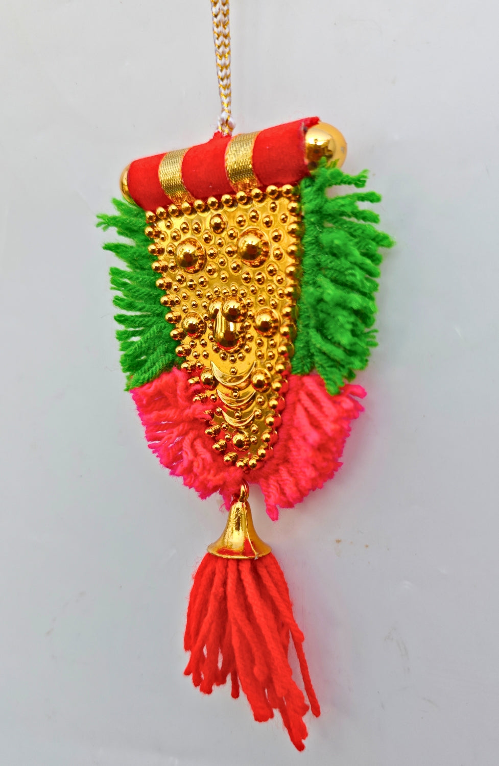 Car Hanging Nettipattam – 5” Kolam Design with Embossed Lord Ganesha