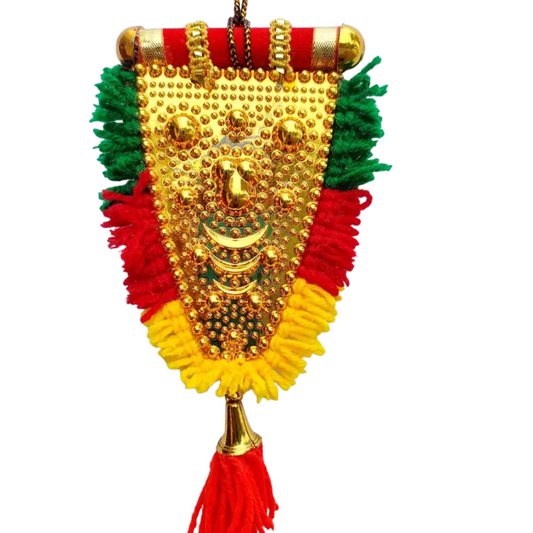 Car Hanging Nettipattam – 7” Kolam Design with Embossed Lord Ganesha
