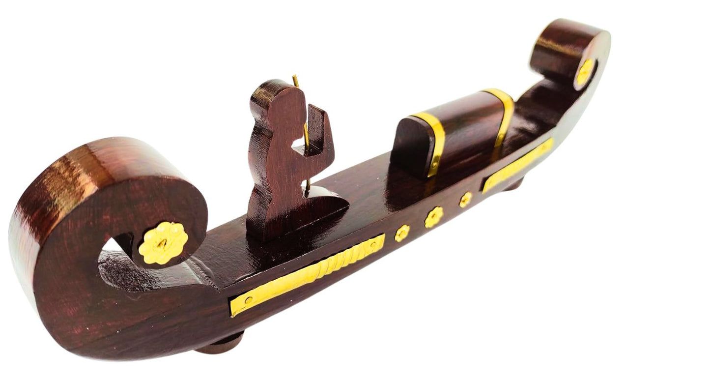 Miniature Kerala Wooden Cargo Ship (Odi Vallom)  Handcrafted from Rosewood, Ideal for Home Decoration and Gifting