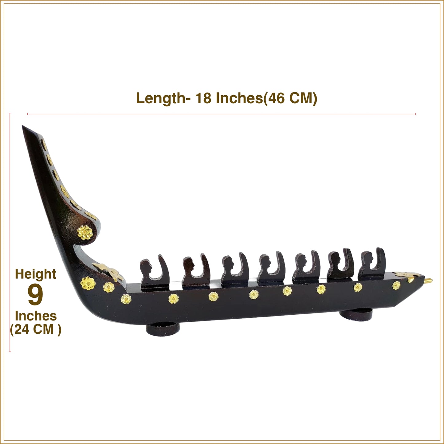 Traditional Kerala Snake Boat Miniature – 7 Rowers | Chundan Vallam Handcrafted in Mahogany with Brass Detailing