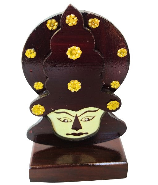 Wooden Kathakali Head with Stand - 6 Inches | Perfect for Home Décor and Gifting