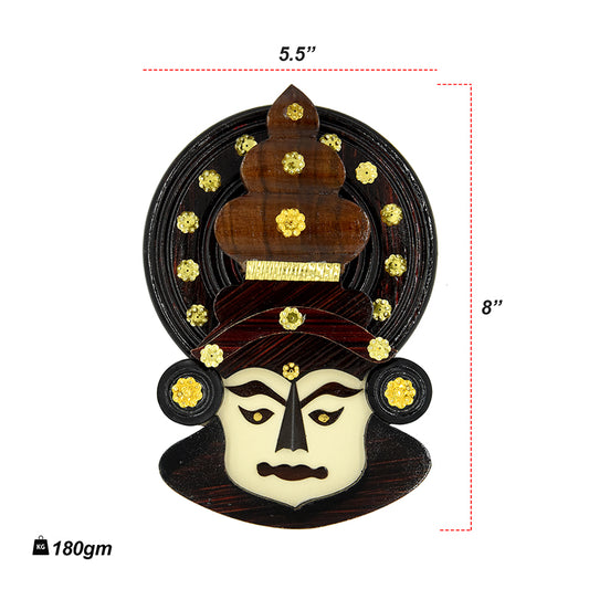 8-Inch Handcrafted Rosewood Kathakali Head – Traditional Kerala Wall Décor