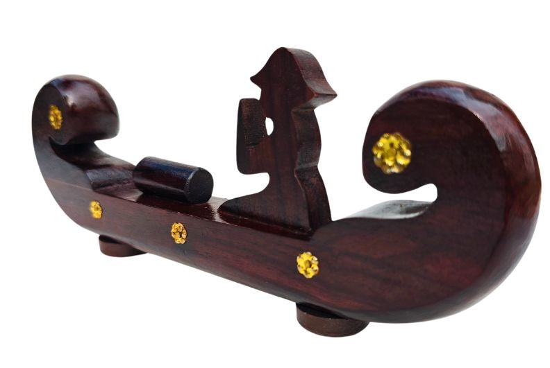 Miniature Kerala Wooden Cargo Ship (Odi Vallom) Handcrafted from Rosewood, Ideal for Home Decoration and Gifting