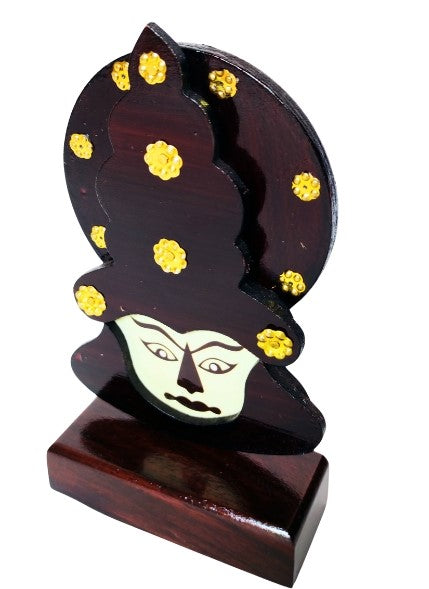 Wooden Kathakali Head with Stand - 6 Inches | Perfect for Home Décor and Gifting