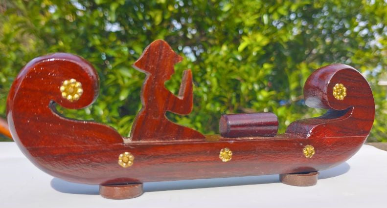 Miniature Kerala Wooden Cargo Ship (Odi Vallom) Handcrafted from Rosewood, Ideal for Home Decoration and Gifting