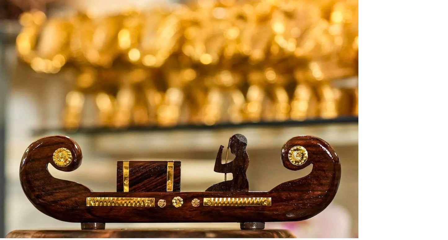 Miniature Kerala Wooden Cargo Ship (Odi Vallom)  Handcrafted from Rosewood, Ideal for Home Decoration and Gifting