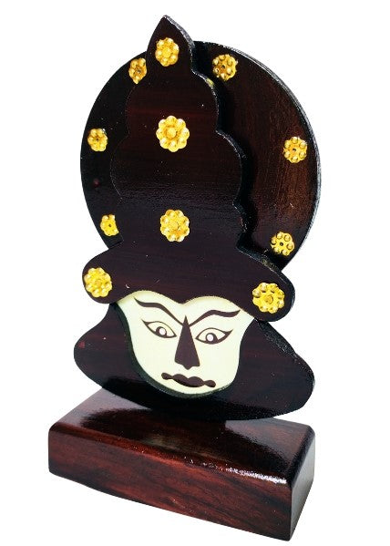 Wooden Kathakali Head with Stand - 6 Inches | Perfect for Home Décor and Gifting