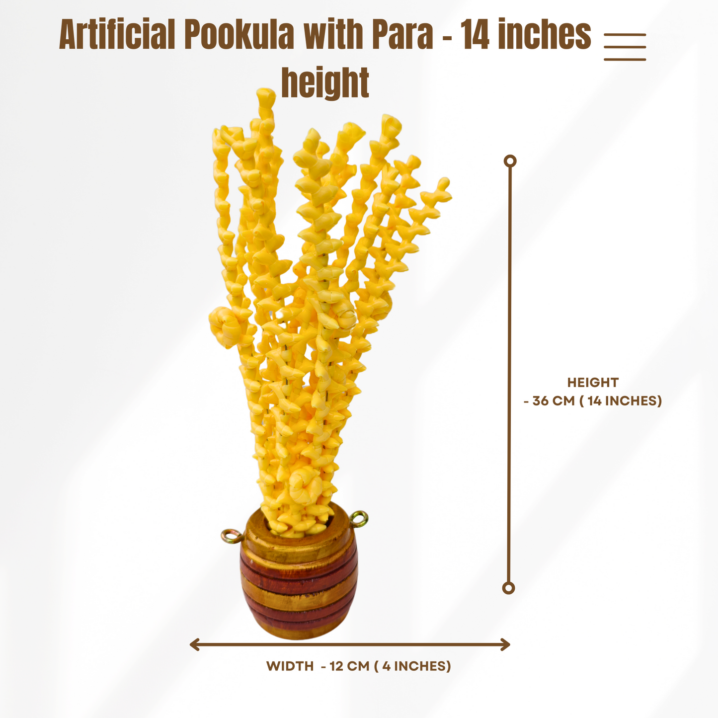 Kerala Traditional Home Decor – Artificial Pookula with Wooden Nirapara (14.5 Inches)