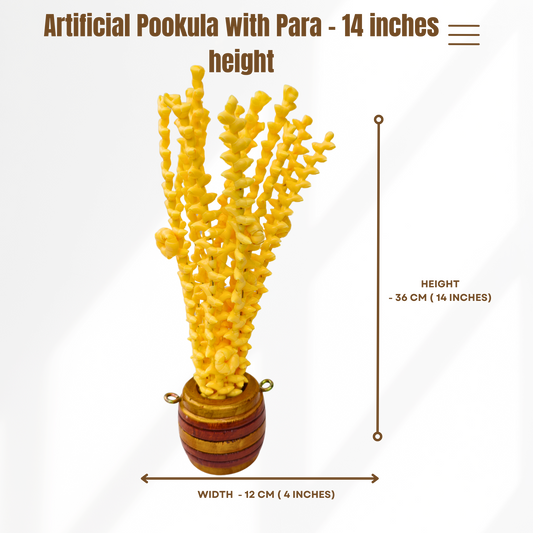 Kerala Traditional Home Decor – Artificial Pookula with Wooden Nirapara (14.5 Inches)