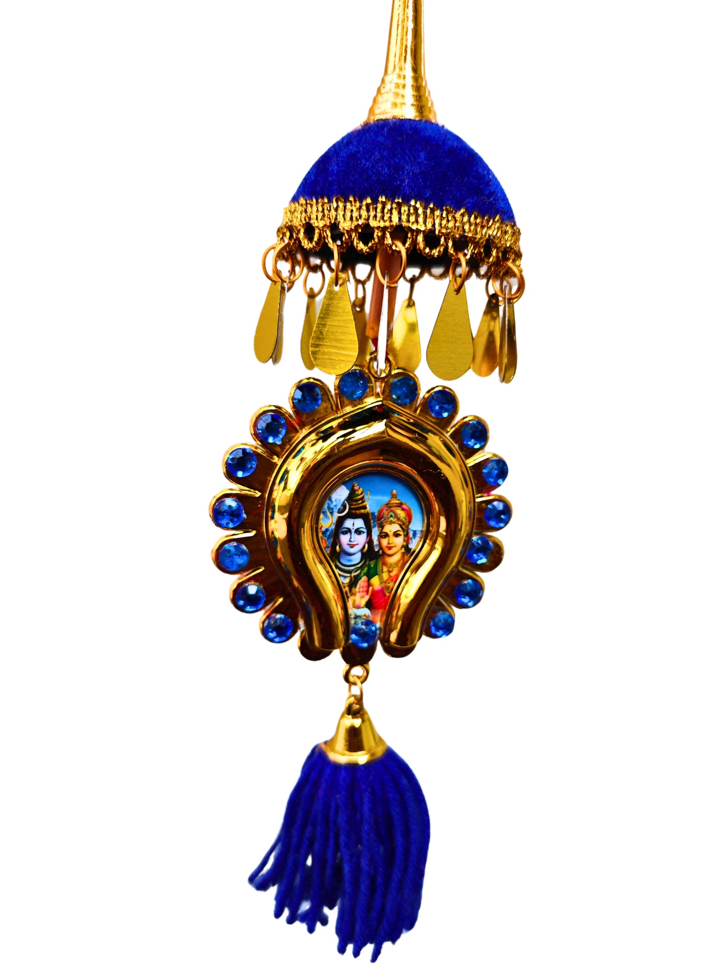 Oval-Shaped Car Hanging Nettipattam – Double-Sided Sree Ganesh and Sree Siva Parvathi Devi