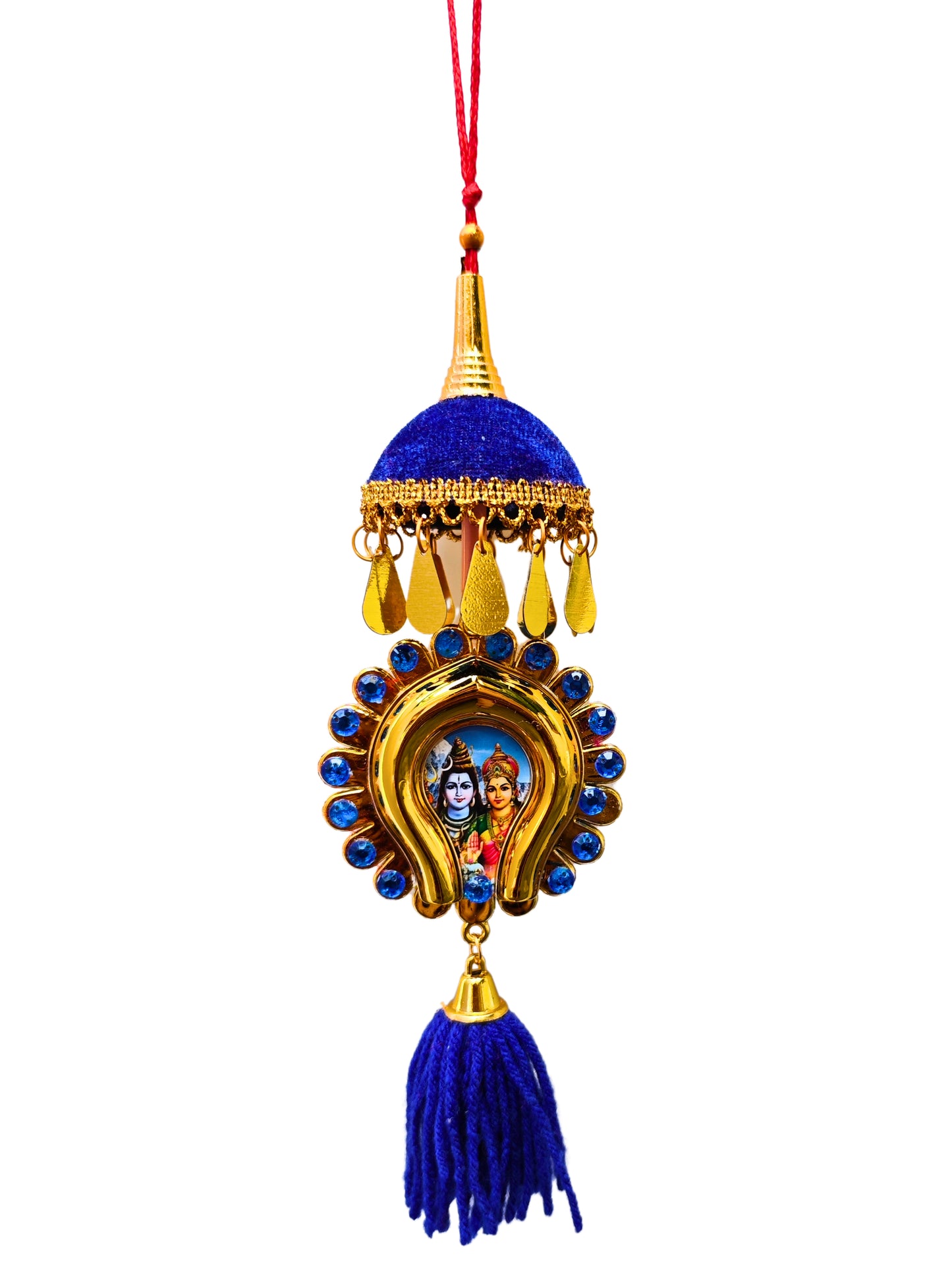 Oval-Shaped Car Hanging Nettipattam – Double-Sided Sree Ganesh and Sree Siva Parvathi Devi