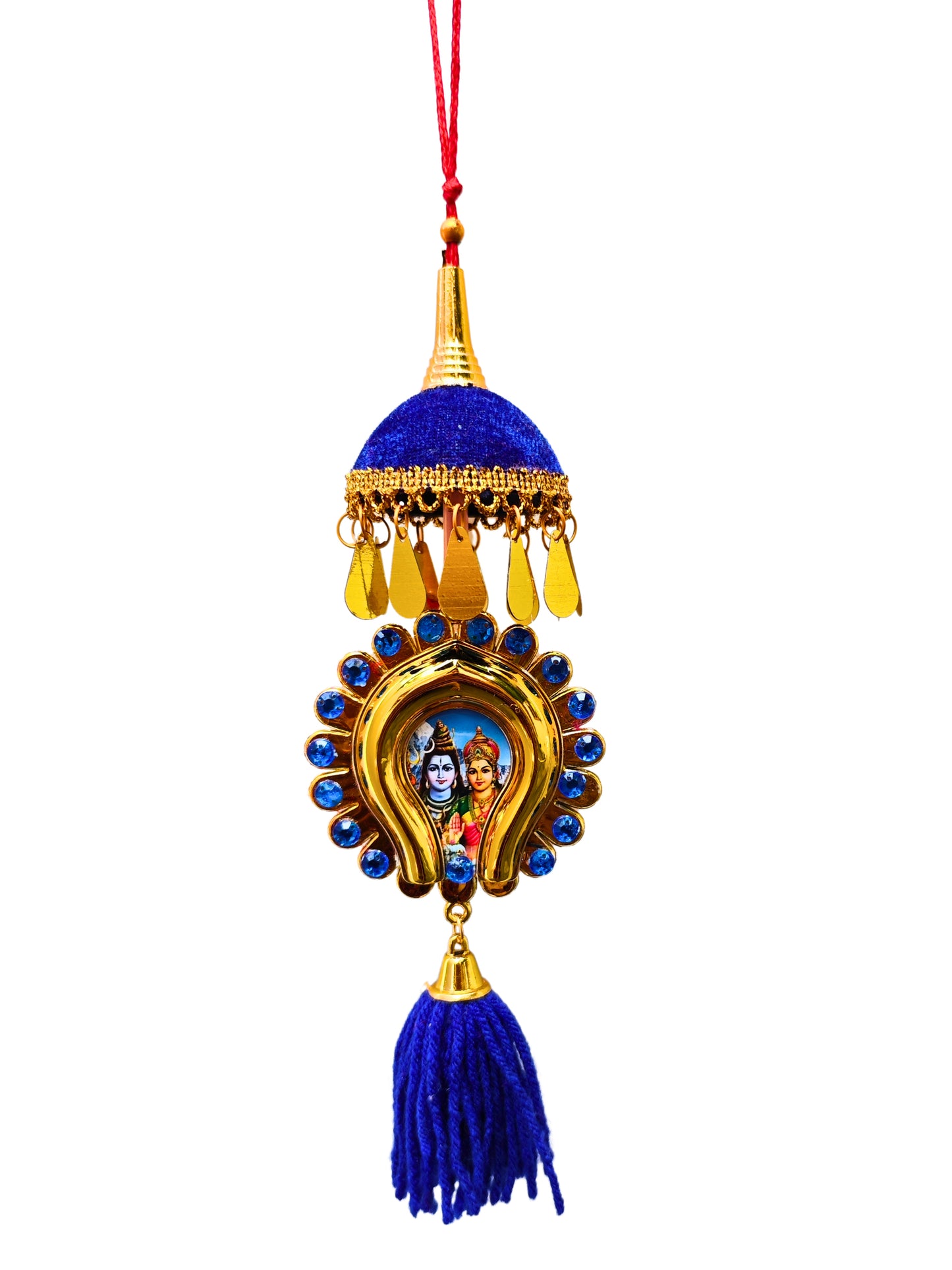 Oval-Shaped Car Hanging Nettipattam – Double-Sided Sree Ganesh and Sree Siva Parvathi Devi
