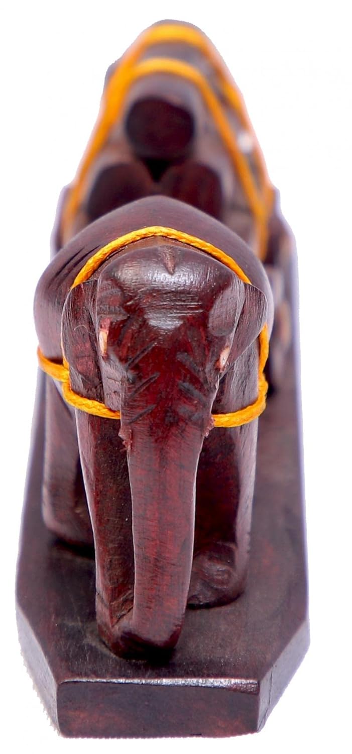 Elephant Figurine: A Mother and Calf Pulling a Loaded Wooden Cart Size: 11 Inches