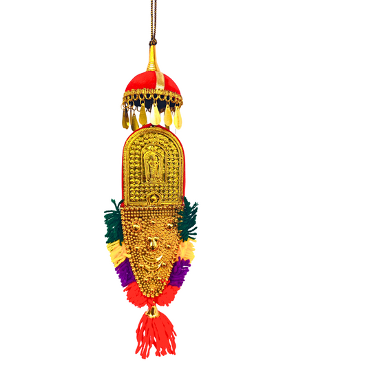 Double-Sided Car Hanging Nettipattam – Lord Ganesh & Goddess Lakshmi | 7 Inches