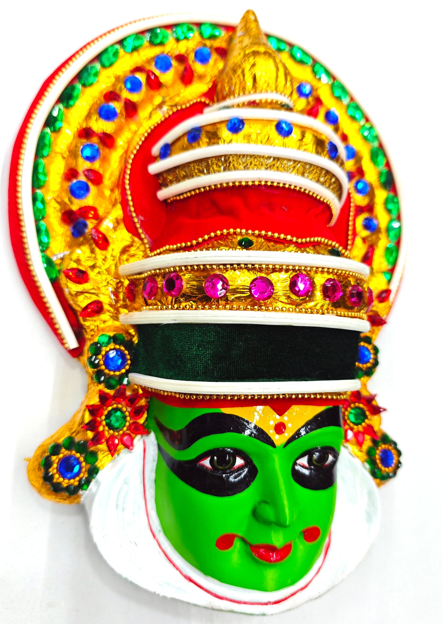 Kathakali Mask Wall Hanging in Fibre – Premium Quality | Handcrafted with Beads & Sequins – 12 Inches