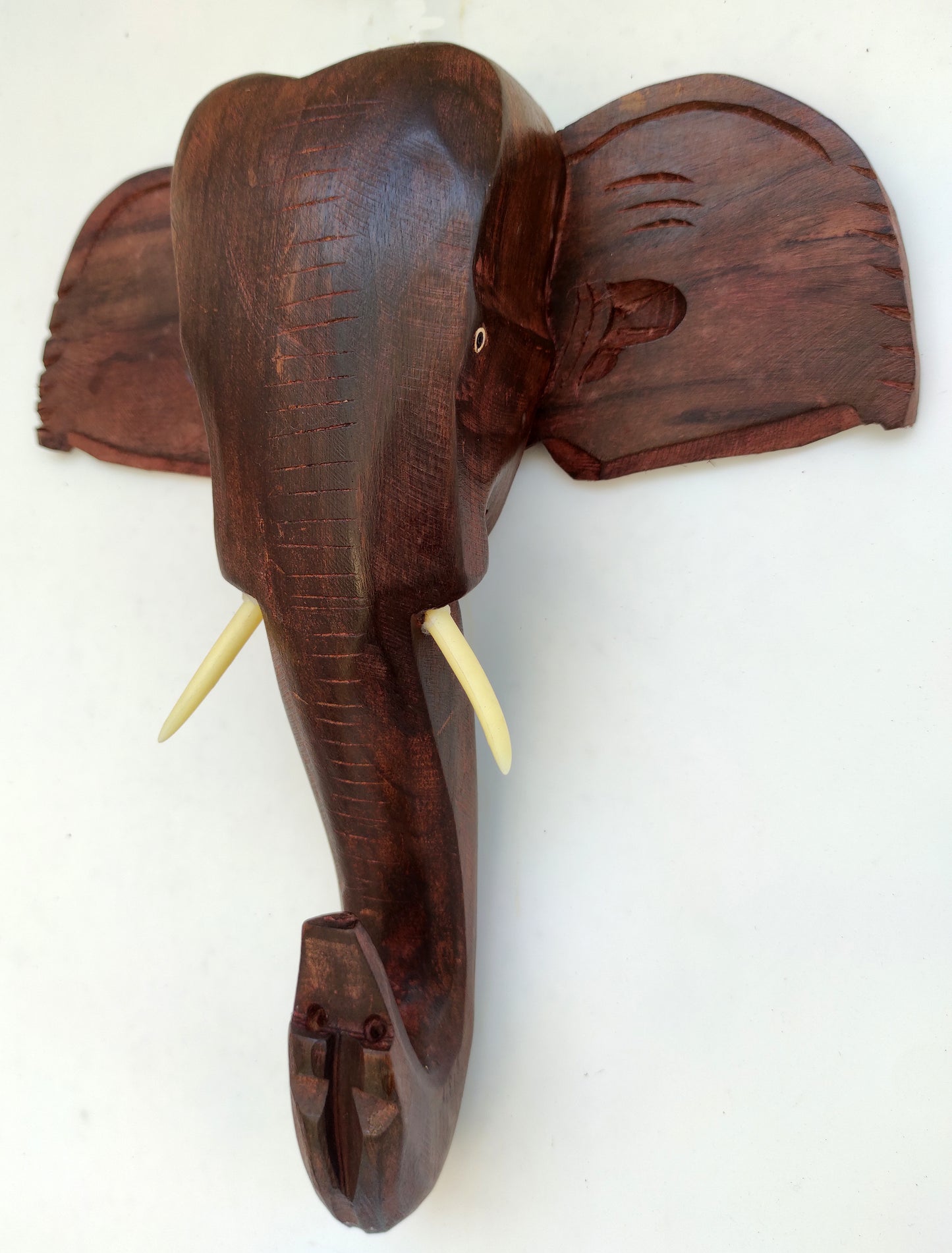 Rosewood Kerala Elephant Head Wall Hanging (10-inch) – Plain Finish, Ideal for Home Decor and Gifting