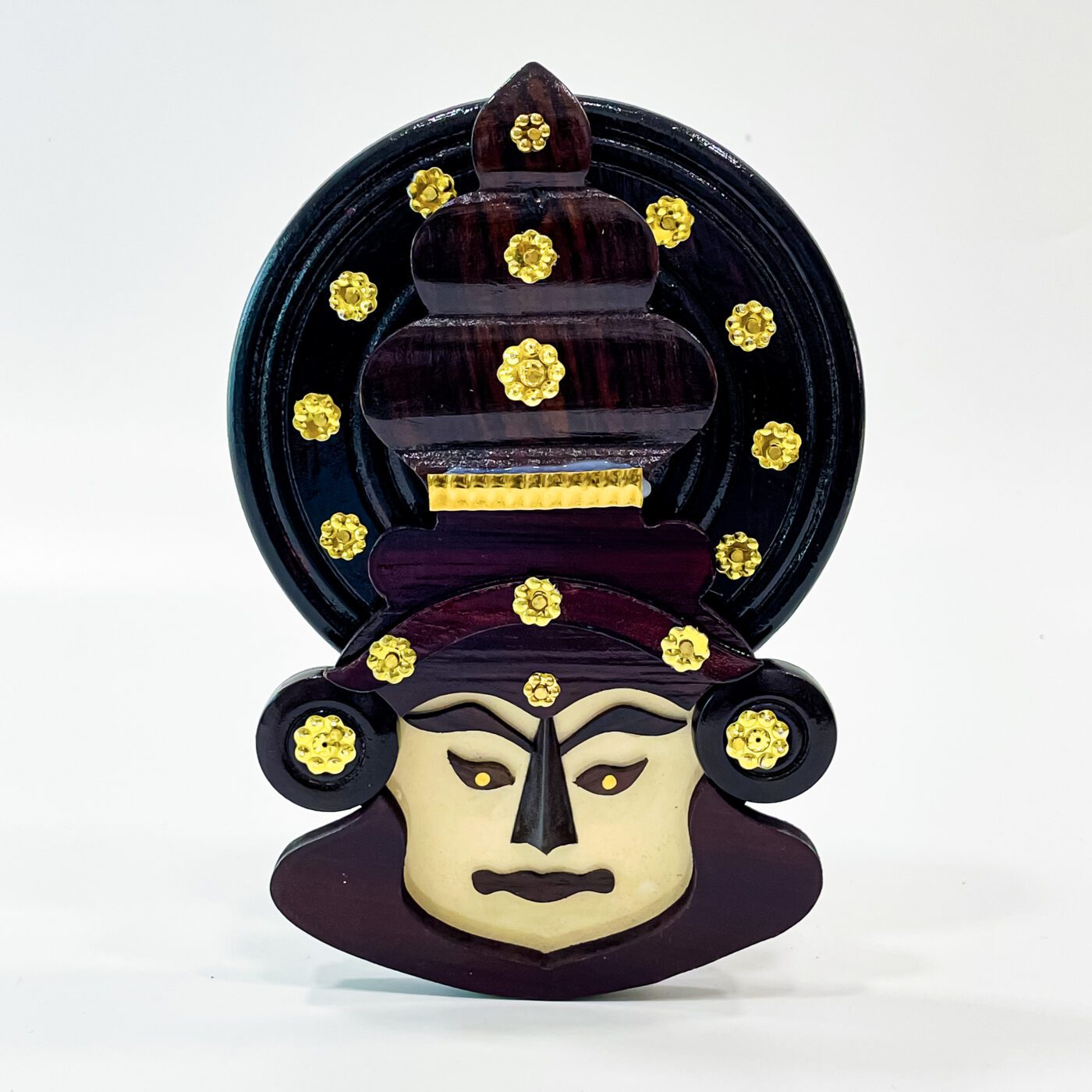 Handcrafted Kathakali Head Figurine in Rosewood (6.25 Inches) – Perfect for Wall Hanging &amp; Gifting