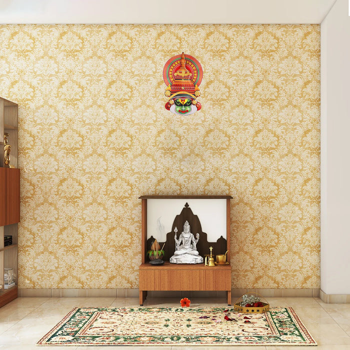 16-Inch Kerala Kathakali Wall Art | Traditional Dance Face Décor | Wooden Wall Hanging for Living Room or Gifting