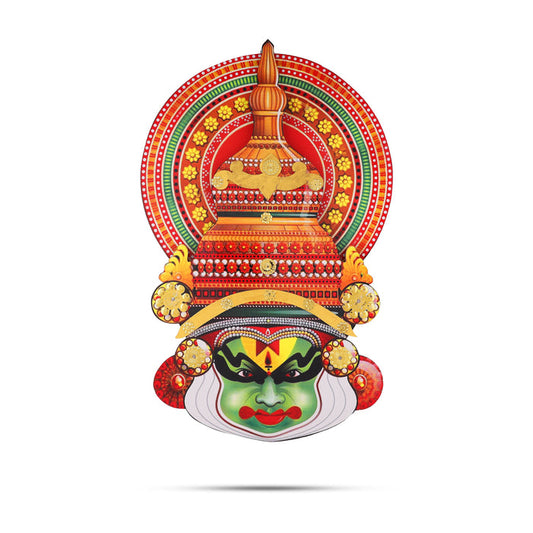 14-Inch Wooden Kathakali Head Wall Hanging – Kerala Cultural Wall Art | Vintage-Style Home Décor | Ideal Gift