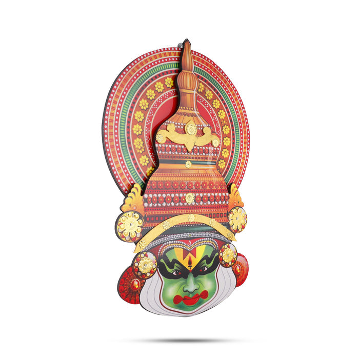 16-Inch Kerala Kathakali Wall Art | Traditional Dance Face Décor | Wooden Wall Hanging for Living Room or Gifting